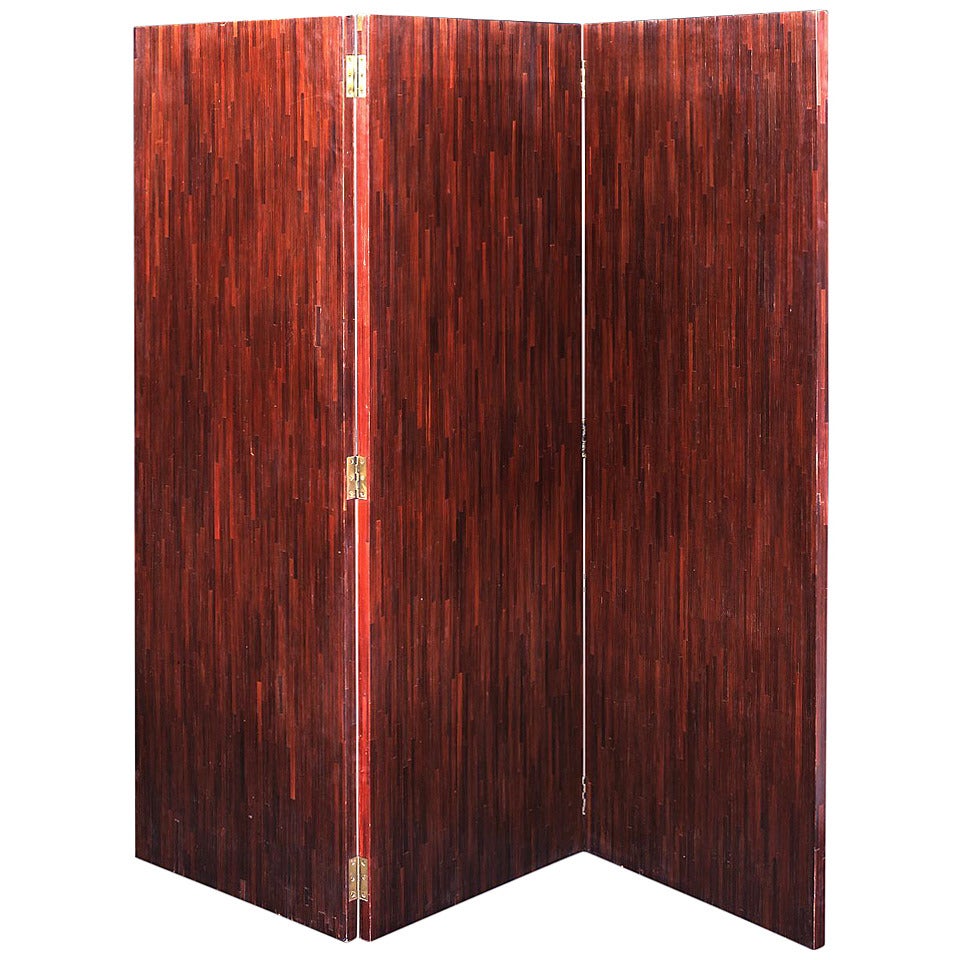 Jean-Michel Frank, Straw Marquetry Folding Screen For Sale