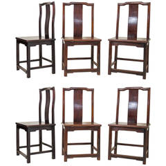 Set of Six 19th Century Chinese Rosewood Chairs in the Ming Dynasty Style