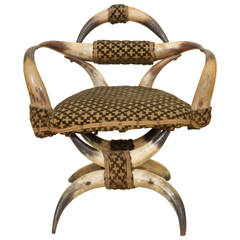 Antique Texas Horn Chair in Child's Size, circa 1900-1920