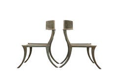 Michael Taylor Set of Four Metal Klismos Chairs