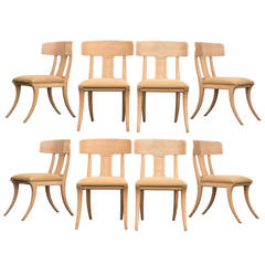 Set of Eight Oak Klismos Chairs