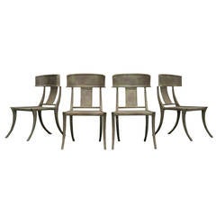 Michael Taylor Set of Four Metal Klismos Chairs