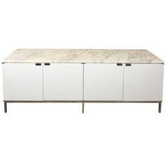 Florence Knoll White Lacquer Credenza with Calacatta Marble Top, 1961