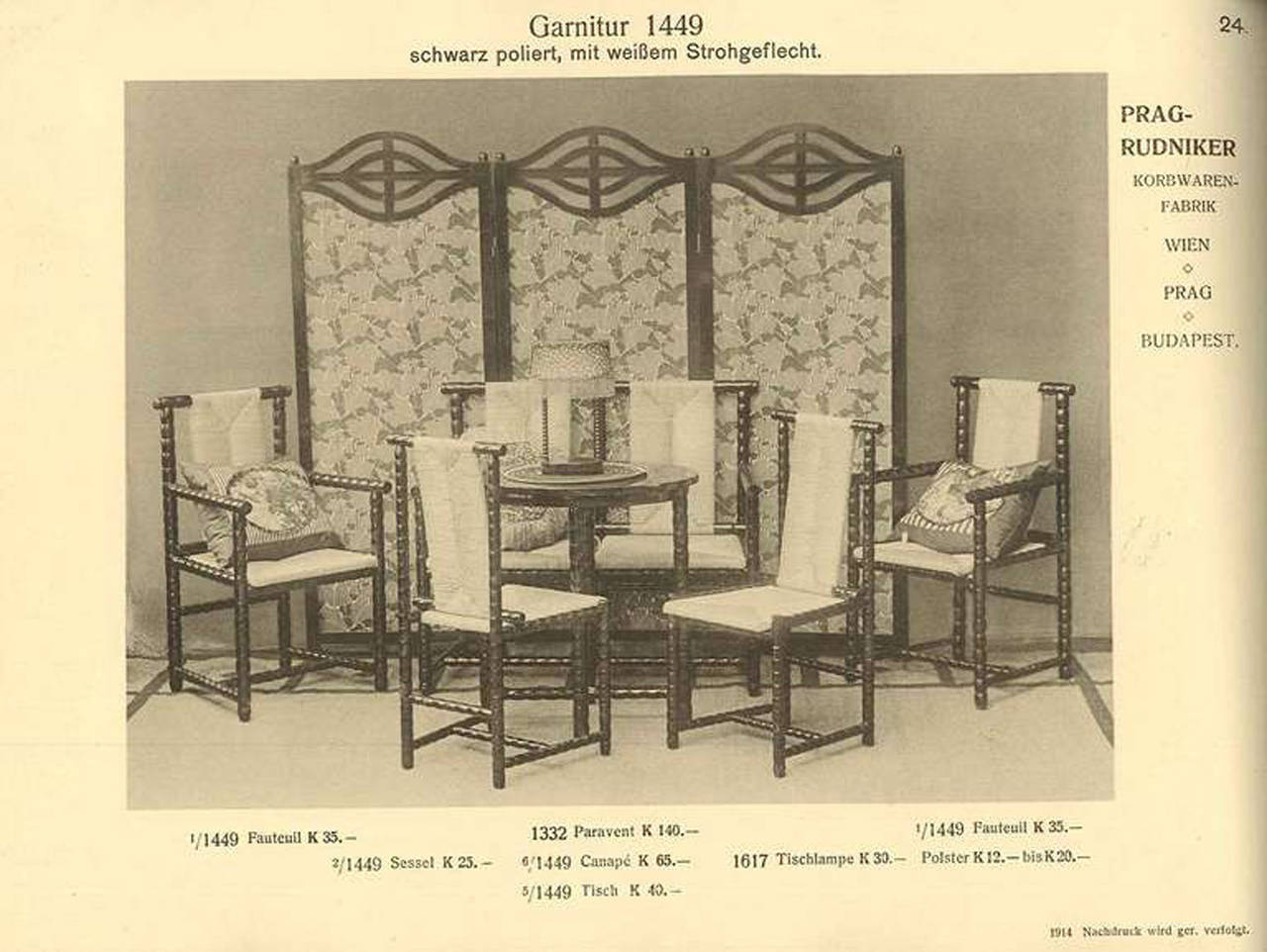 Fait main Fauteuils Josef Zotti & Ensemble de tables Jugendstil viennois - documenté Original 1911