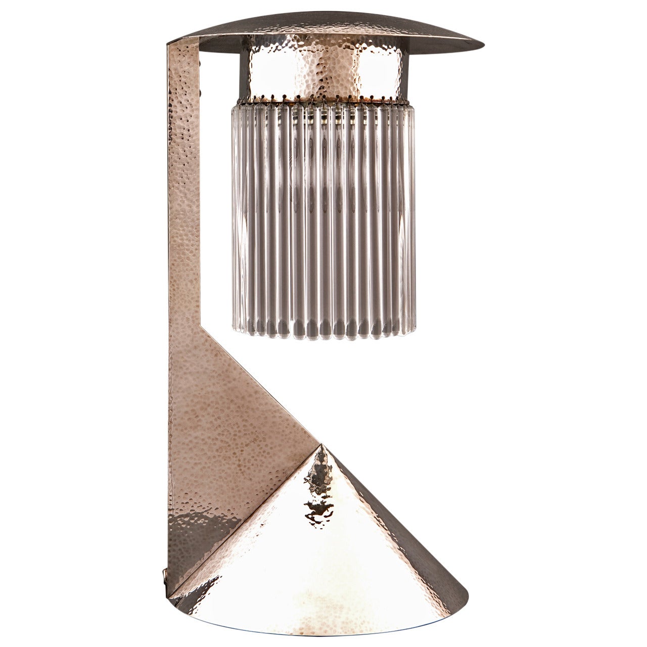 Unique Koloman Moser Designed Solid Silver Lamp Reproduced by Woka Lamps