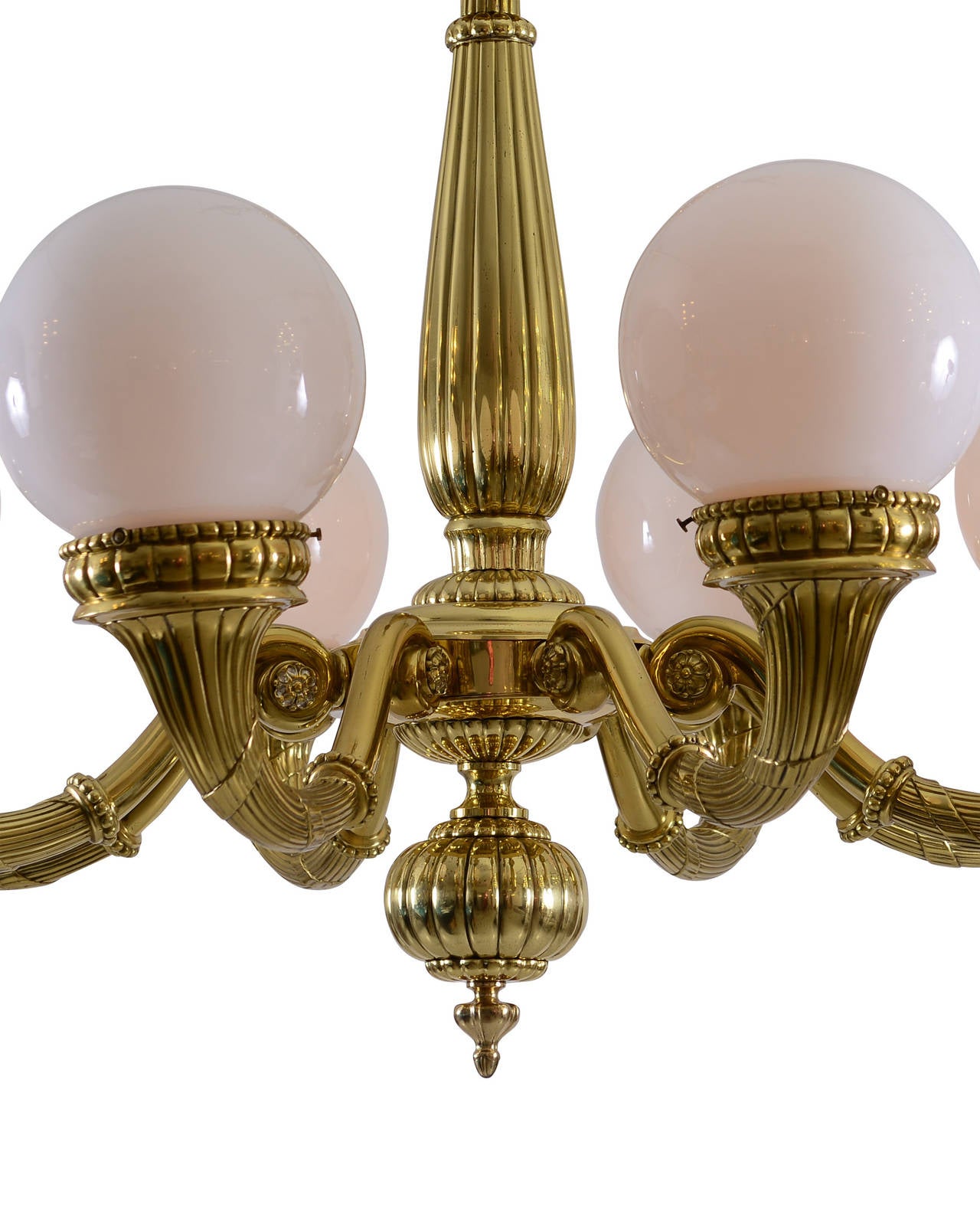 Early 20th Century Casted chased brass Classizistic-Art nouveau Chandelier, 20th Century- Original 