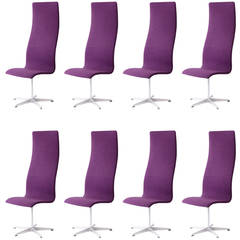 Eight Oxford High Back Chairs by Arne Jacobsen, Manufactured by Fritz Hansen 7