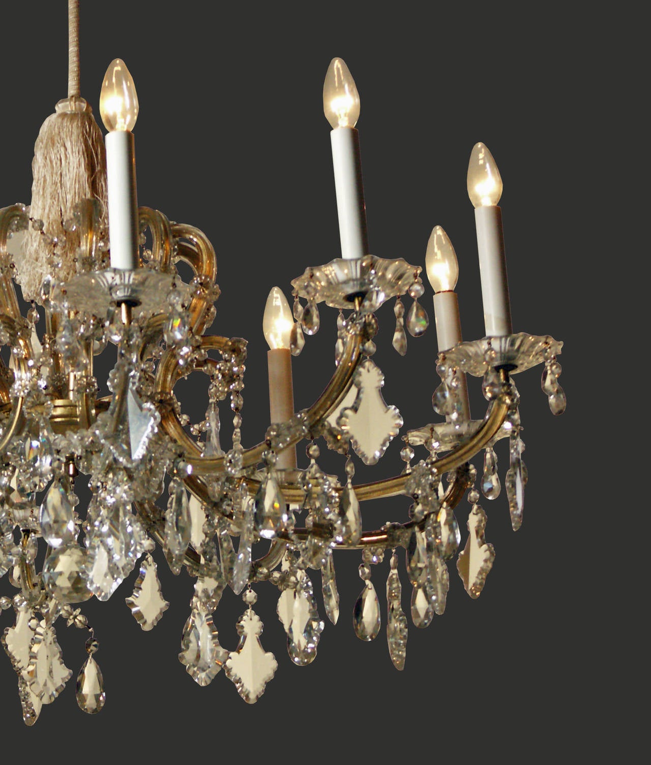Beautiful Viennese chandelier, in the Maria Theresa style. Ten-arms and flames. Measures not including chain and rose.