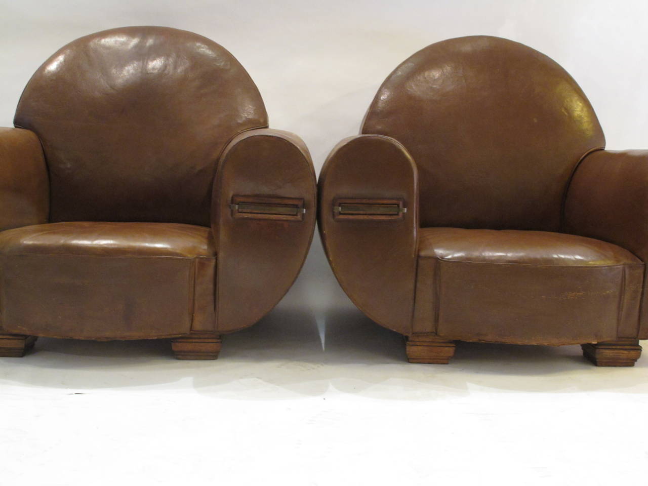 Pair of Leather Art Deco Club Chairs 1