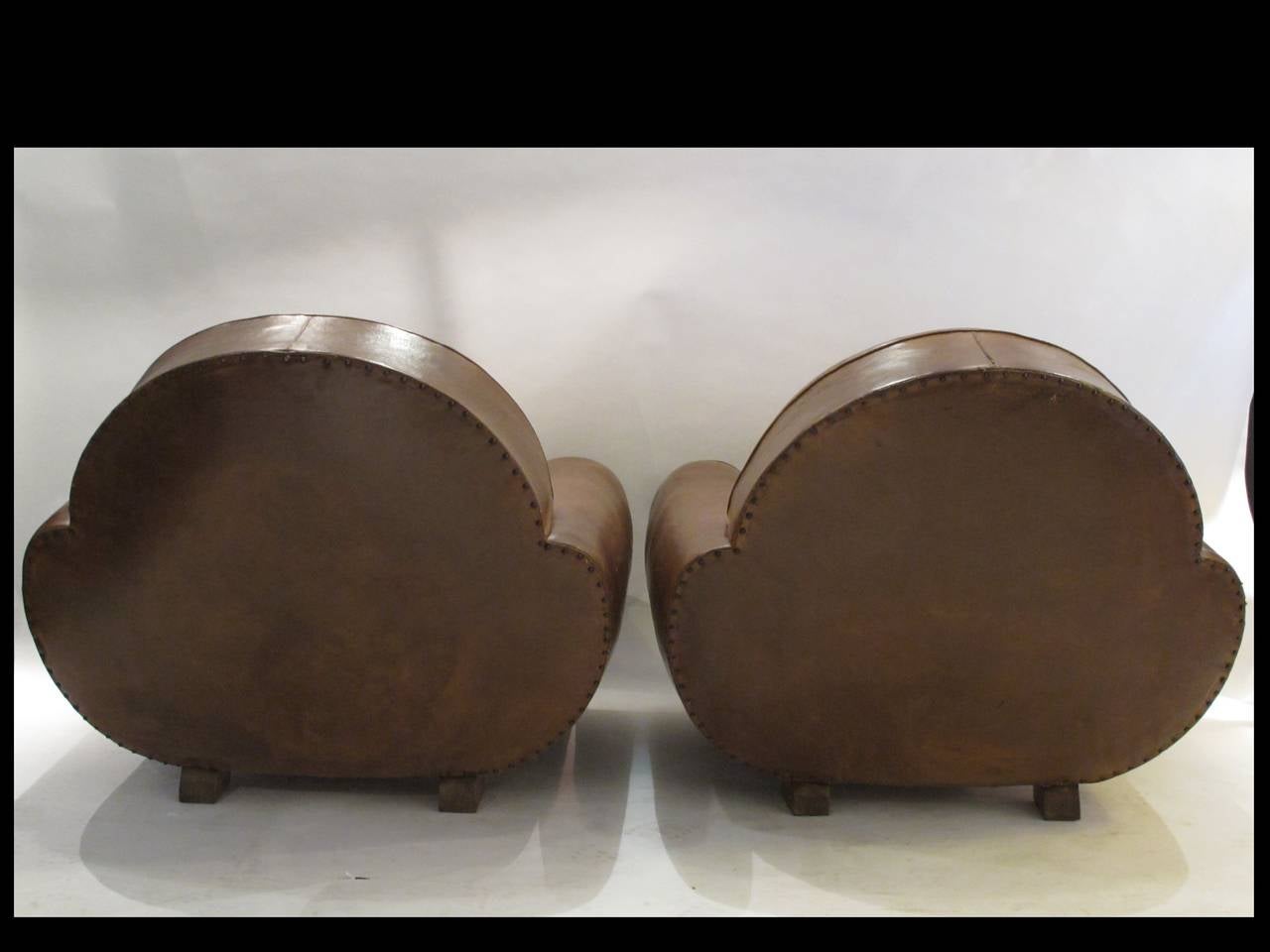 Pair of Leather Art Deco Club Chairs 3