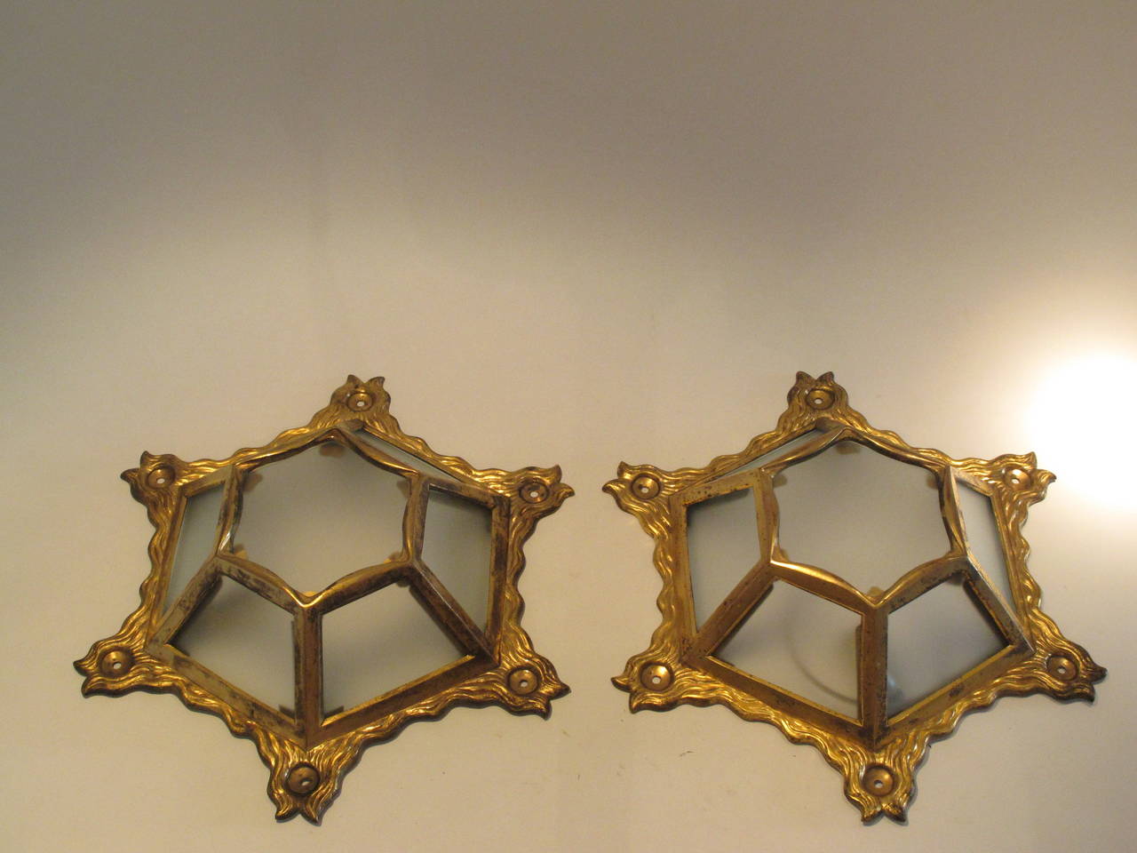 Pair of Art Deco ceiling lamps. In Excellent Condition In Antwerp, BE