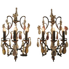 Pair of Wrought Iron Candelabrum Girandoles