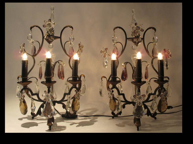 Pair of Wrought Iron Candelabrum Girandoles