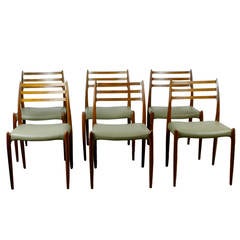 Set of Six Moller Model 78 Teak Chairs