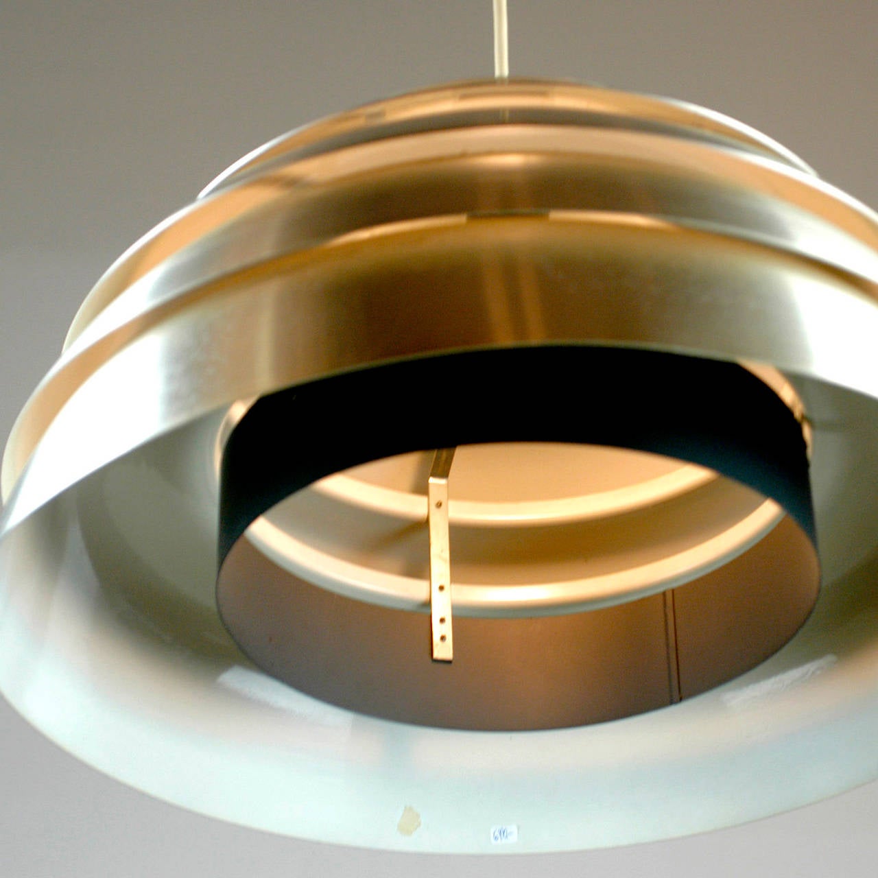 Scandinavian Modern Brushed Aluminum Ceiling Light Dome by Hans-Agne Jakobsson In Good Condition In Vienna, AT