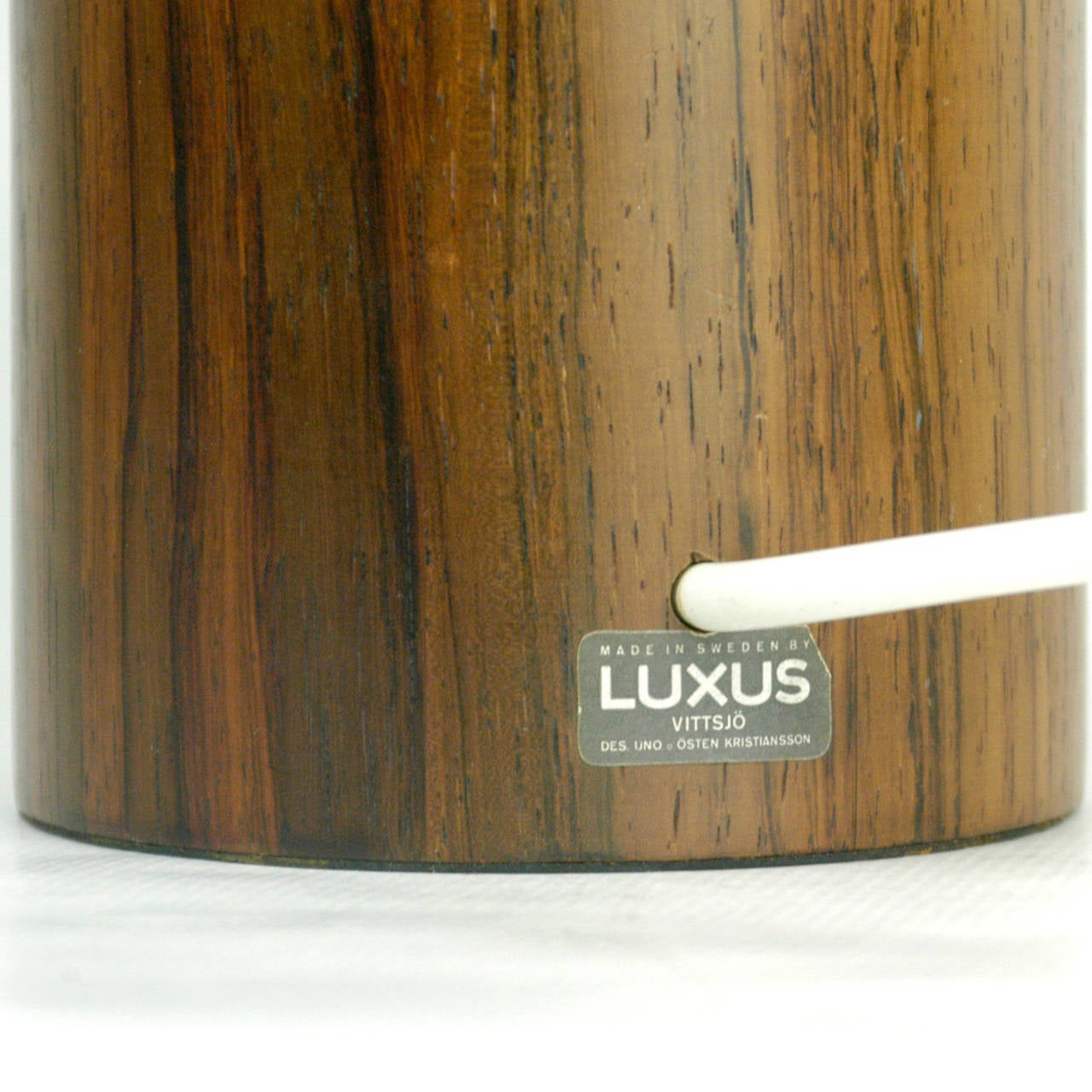 Plastic Scandinavian Modern Rosewood Table Lamp by U. and O. Kristiansson for Luxus