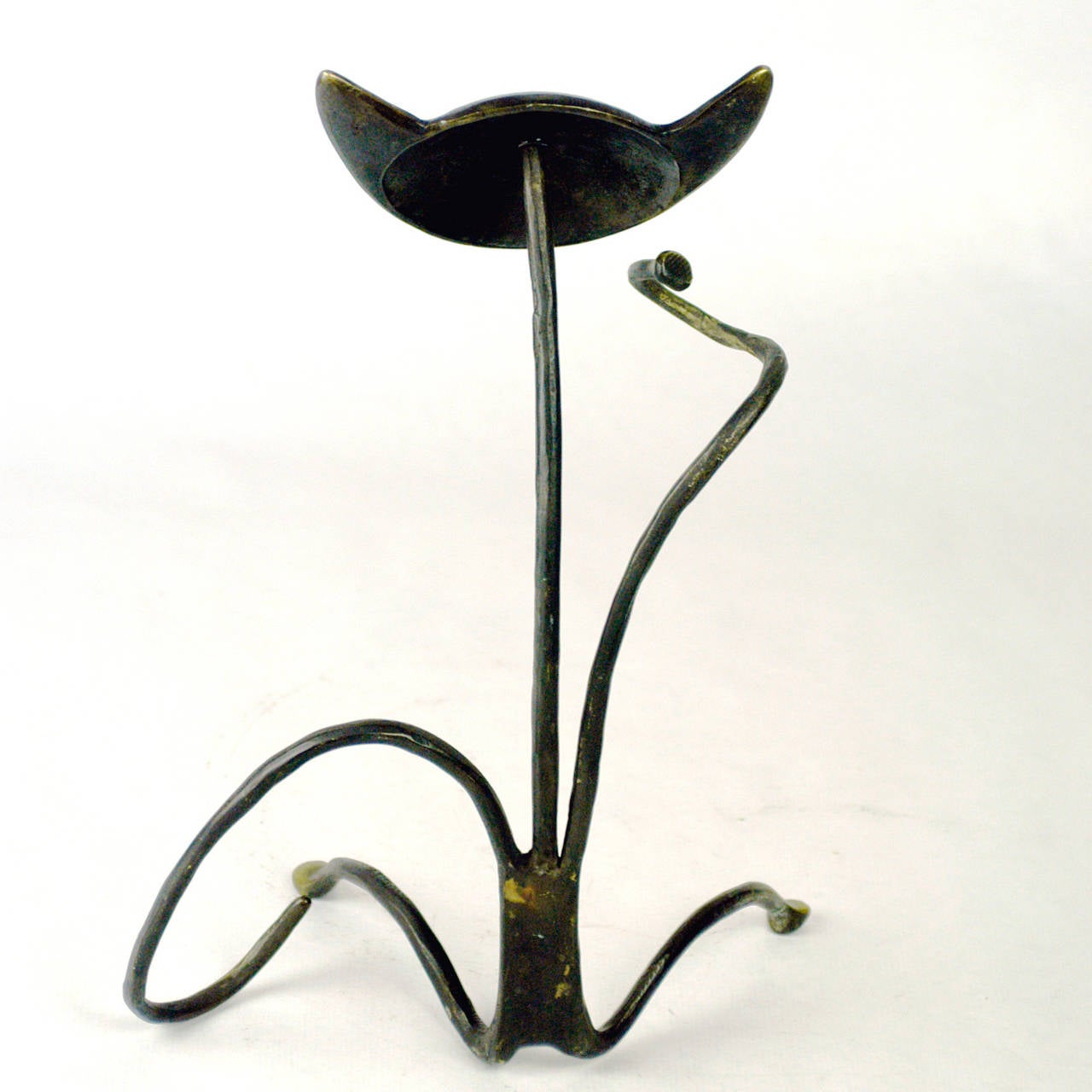 Mid-Century Modern Austrian Midcentury Brass Cat Wine Bottle Holder by Walter Bosse For Sale