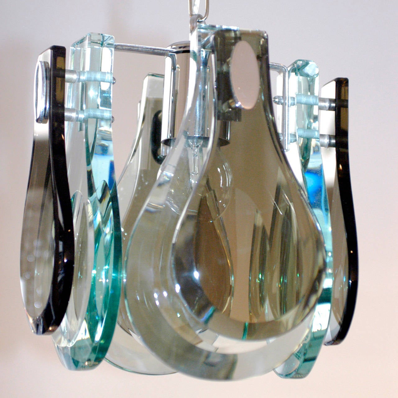 Italian Midcentury Glass Pendant Lamp in the Style of Fontana Arte In Excellent Condition In Vienna, AT