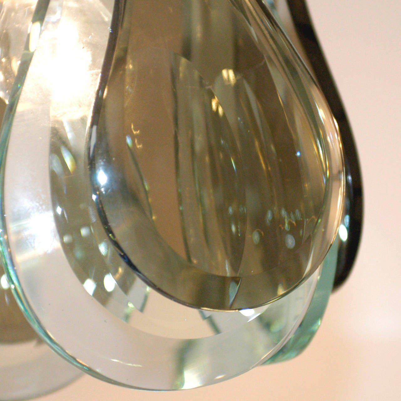Late 20th Century Italian Midcentury Glass Pendant Lamp in the Style of Fontana Arte