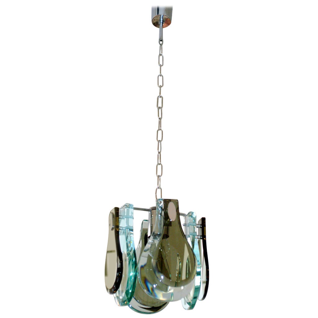 Italian Midcentury Glass Pendant Lamp in the Style of Fontana Arte