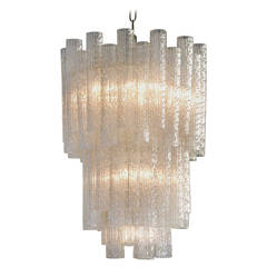 Venini Style Murano Three-Tier Glass Chandelier