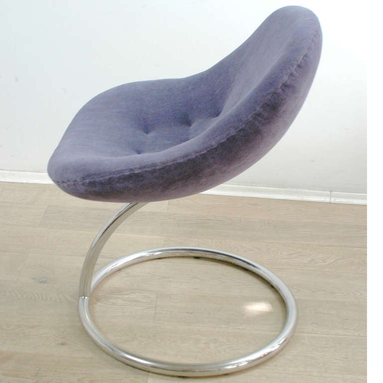 Violet Italian 1960s Tubular Chrome Cocktail Chair In Good Condition In Vienna, AT