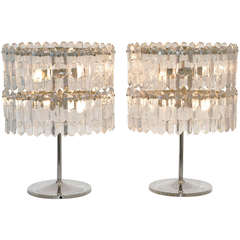 Pair of Huge and Glamorous Kalmar Iceglass Table Lamps
