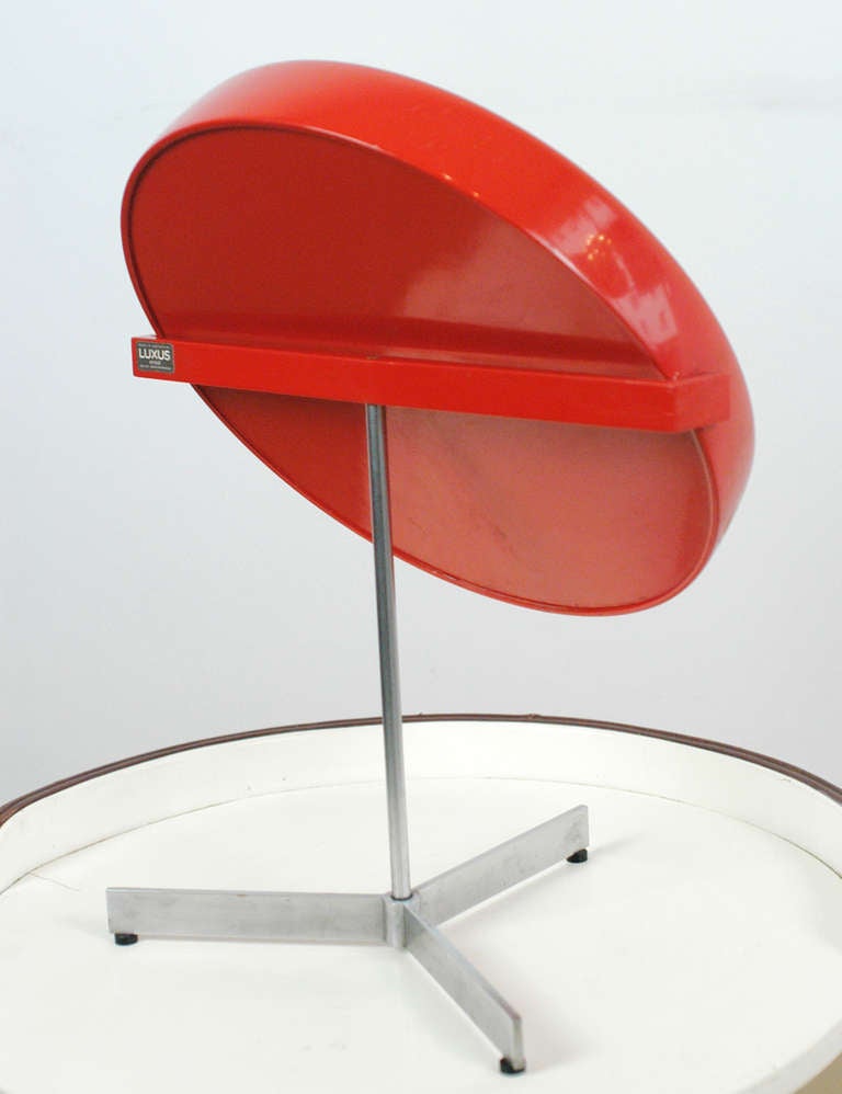 Stainless Steel Red Lacquered Scandinavian Modern Table Mirror by U. & Ö. Kristiansson for Luxus