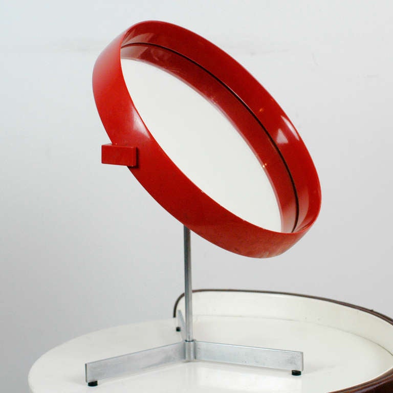 Mid-20th Century Red Lacquered Scandinavian Modern Table Mirror by U. & Ö. Kristiansson for Luxus