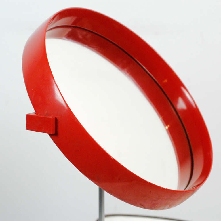 Red Lacquered Scandinavian Modern Table Mirror by U. & Ö. Kristiansson for Luxus 1