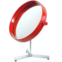 Red Lacquered Scandinavian Modern Table Mirror by U. & Ö. Kristiansson for Luxus