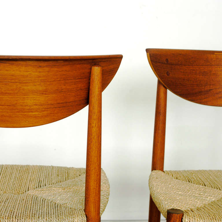 Cane Set of Six Peter Hvidt Model 316 Teak Dining Chairs