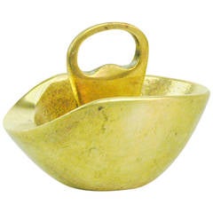 Vintage Austrian Modernist Brass Ashtray with Bottle Opener by Carl Auböck