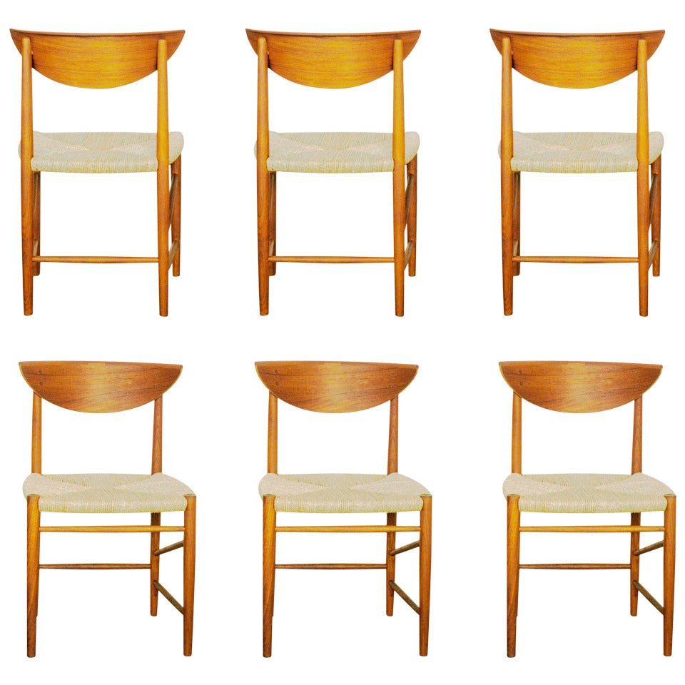 Set of Six Peter Hvidt Model 316 Teak Dining Chairs