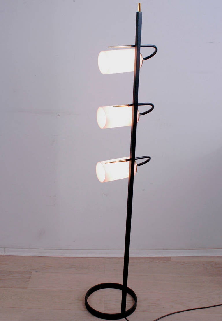 Opaline Glass Italian 1950s, Stilnovo  attributed Floor Lamp