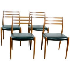 Mod. No 78 Teak Dining Chairs by N. O. Moller