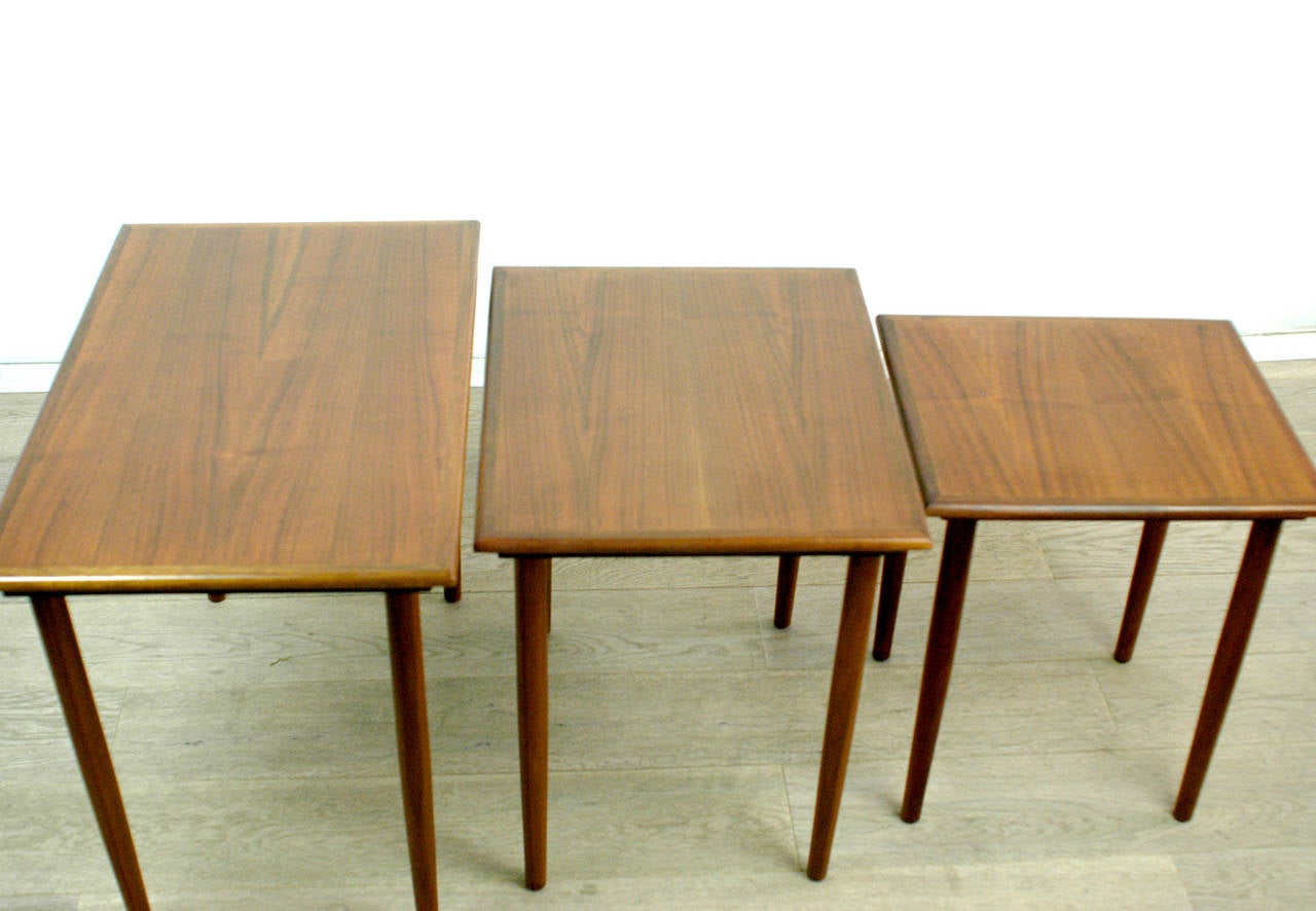 Set of Three Scandinavian Modern Teak Nesting Tables 2