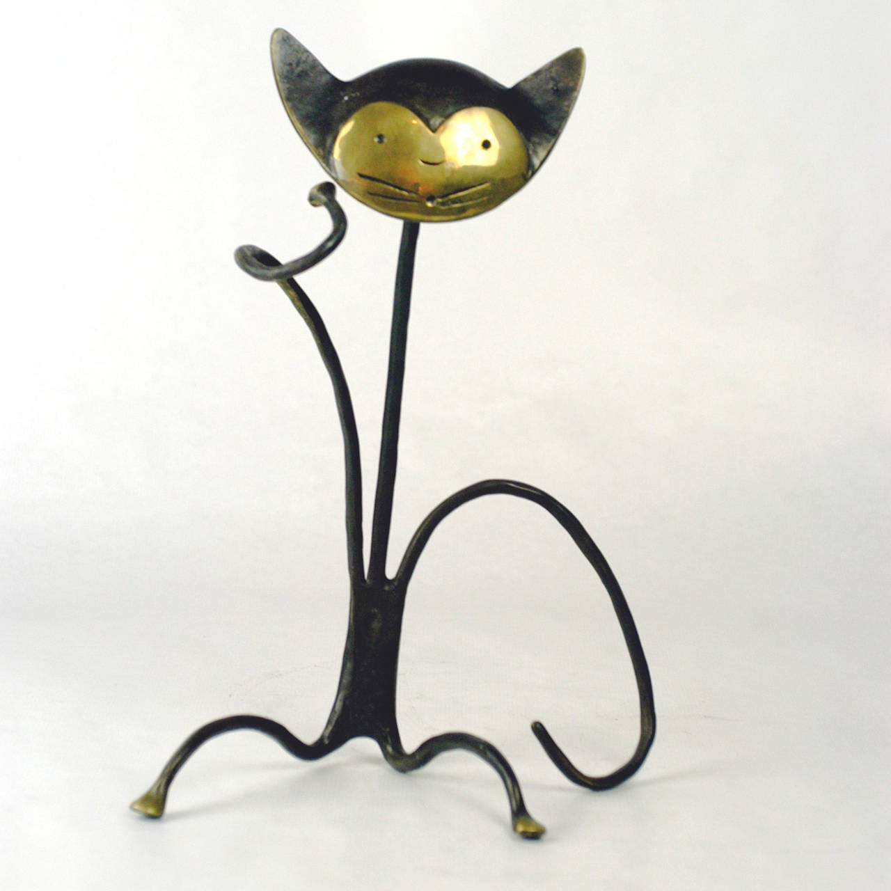 Brass Cat Wine Bottle Holder by Walter Bosse
