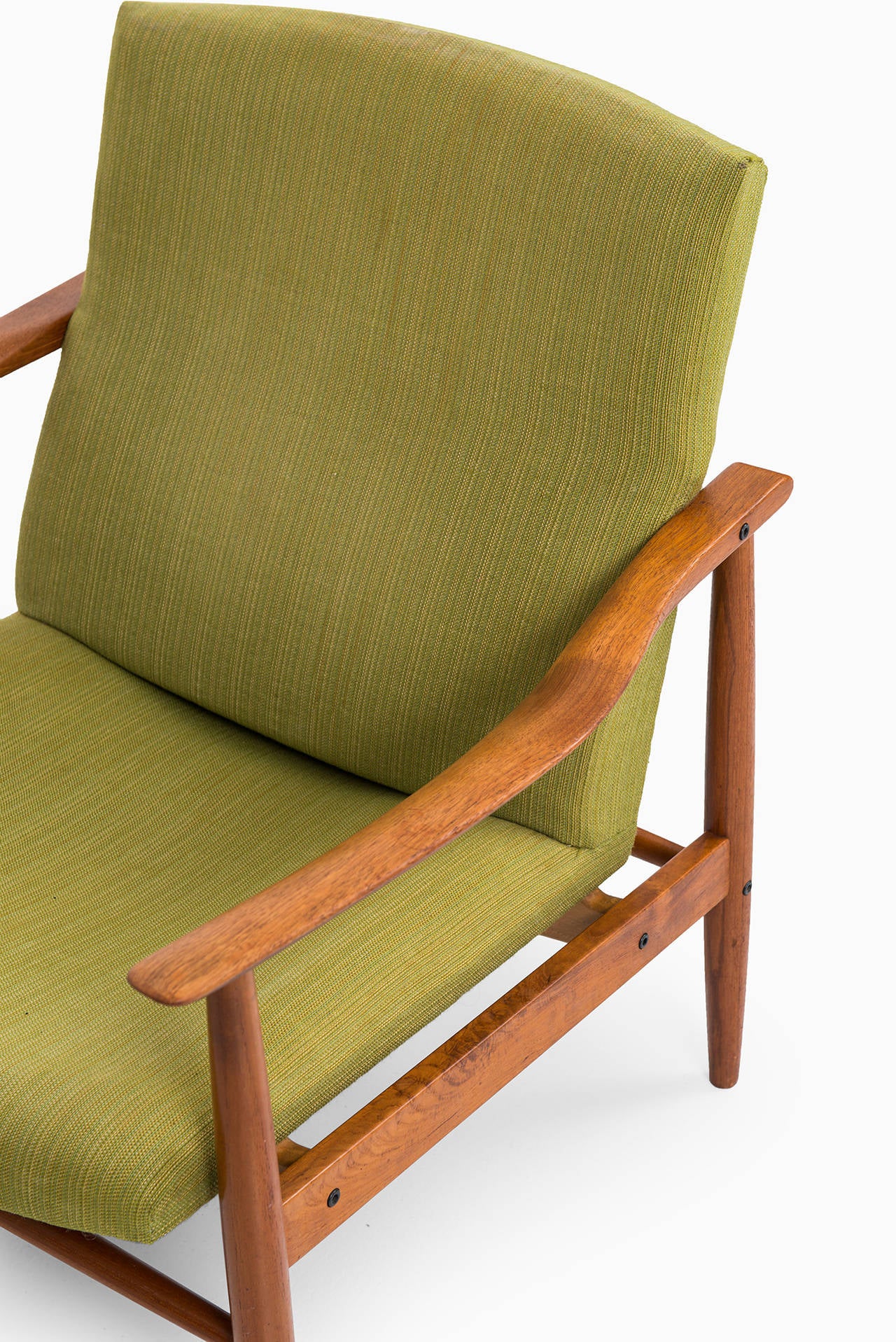 Mid century pair of easy chairs in teak probably produced in Denmark In Good Condition In Limhamn, Skåne län