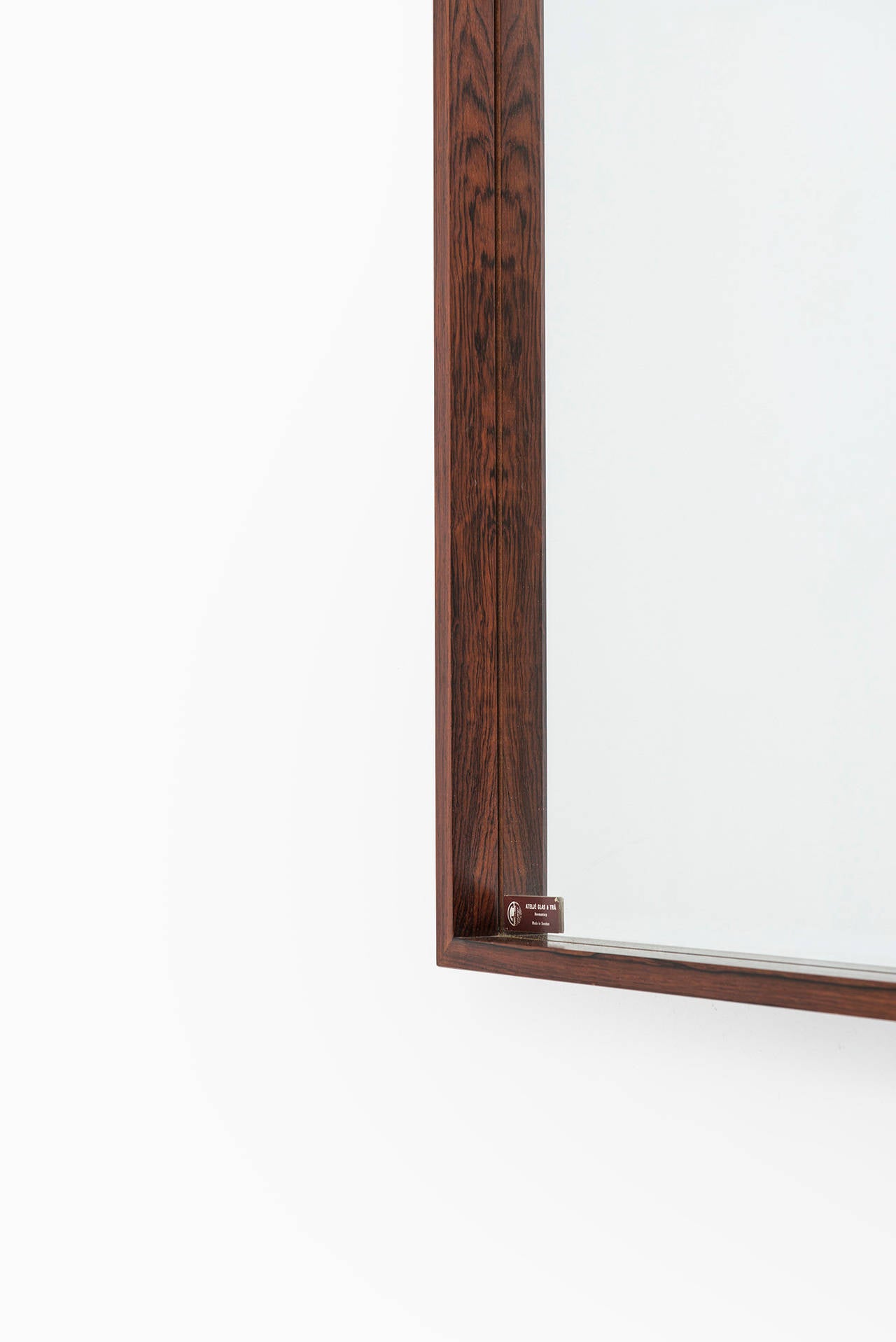 Large rosewood mirror by Ateljé Glas & Trä in Sweden In Excellent Condition In Limhamn, Skåne län