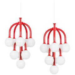 Pair of mid century ceiling lamps probably produced in Sweden