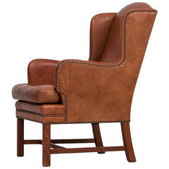 Mid century wingback easy chair probably produced in Sweden