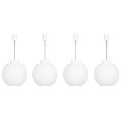 A set of 4 big ceiling lamp in glass produced by ASEA in Sweden