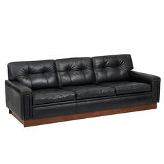 Arne Norell Black Leather Sofa by Norell AB in Sweden