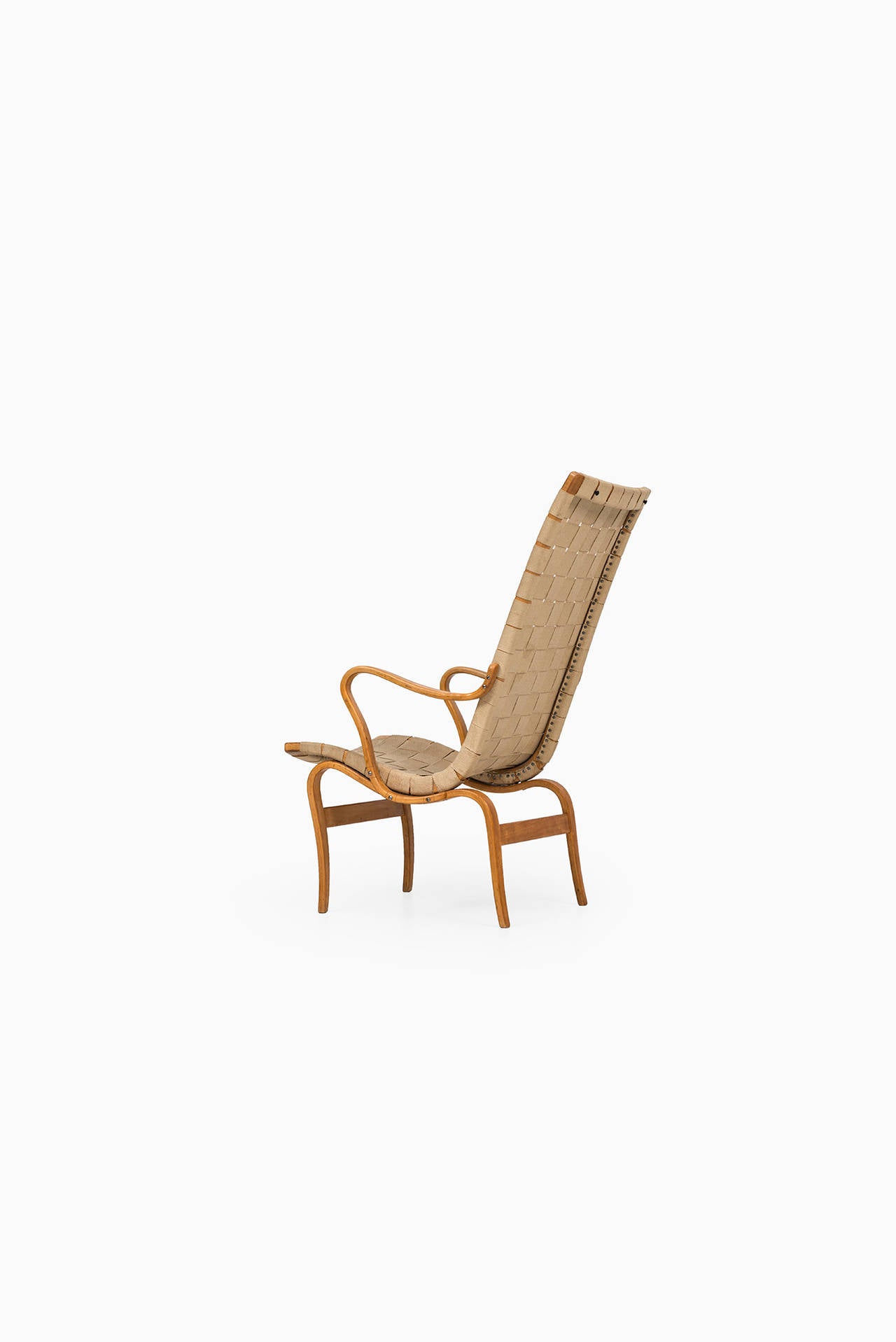 Mid-Century Modern Bruno Mathsson High-Back Eva Chair, Produced by Karl Mathsson in Sweden