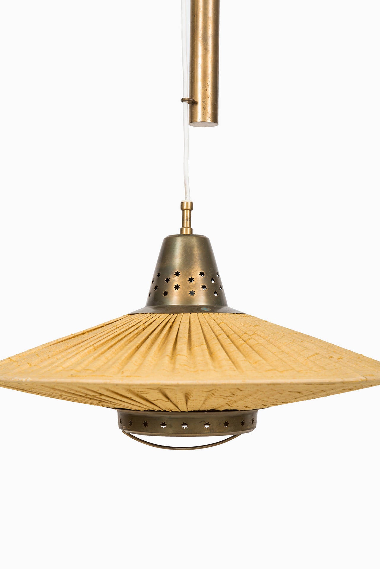 Rare height adjustable ceiling lamp attributed to Hans Bergström. Produced by Bergbom in Sweden.