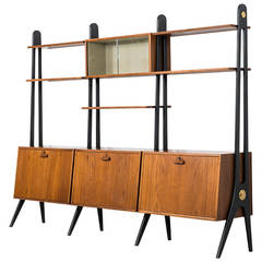 Mid-Century Bookcase in Teak and with Black Details