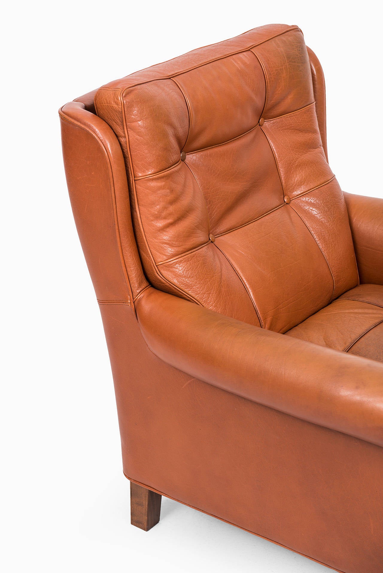 Arne Norell Easy Chairs in Brown Buffalo Leather 2