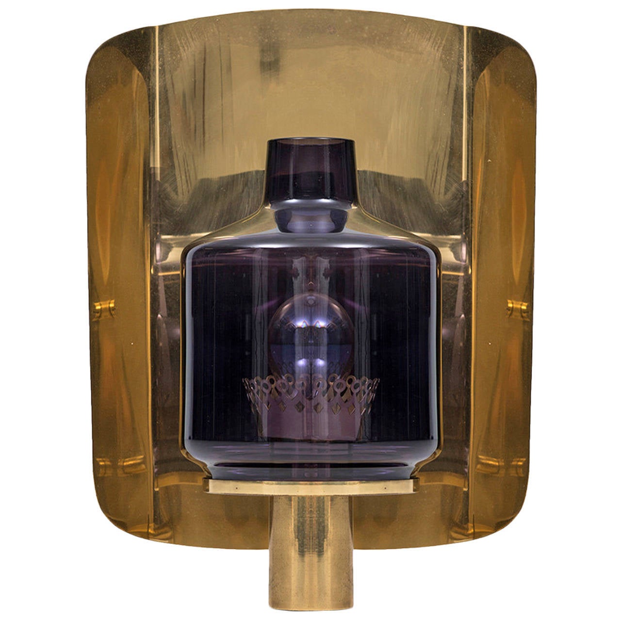Hans-Agne Jakobsson Wall Lamp or Sconce in Brass and Purple Glass at 1stdibs