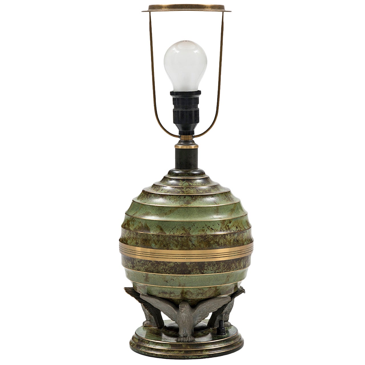 Swedish Art Deco Table Lamp in Bronze and Brass by SVM Handarbete